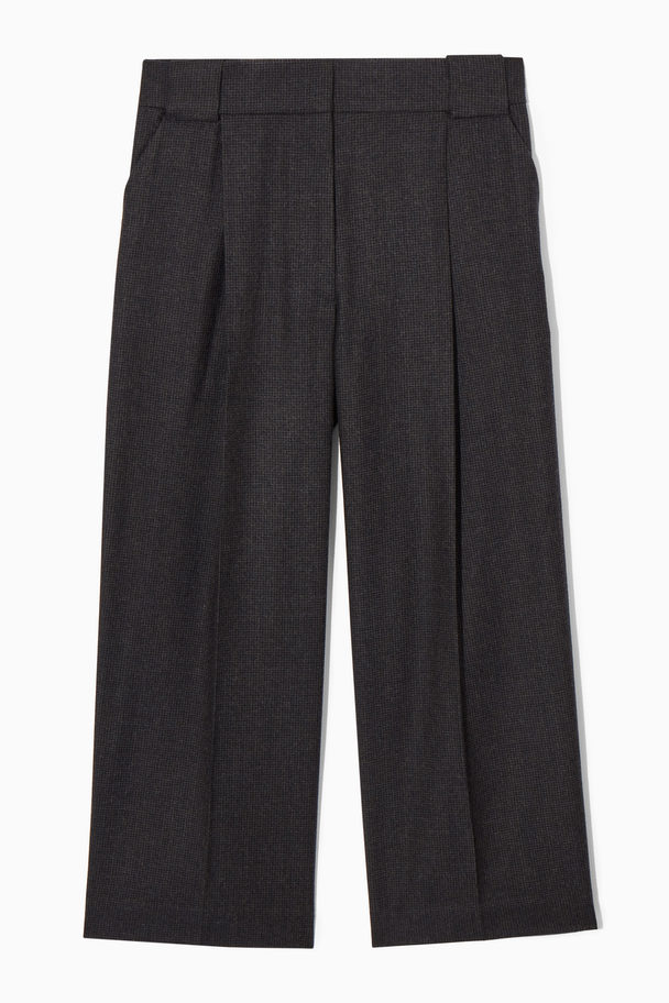 COS Tailored Wool-flannel Culottes Dark Grey / Checked
