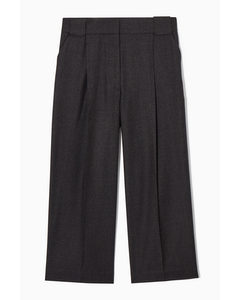 Tailored Wool-flannel Culottes Dark Grey / Checked