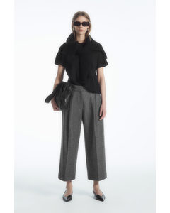 Tailored Wool-flannel Culottes White / Black