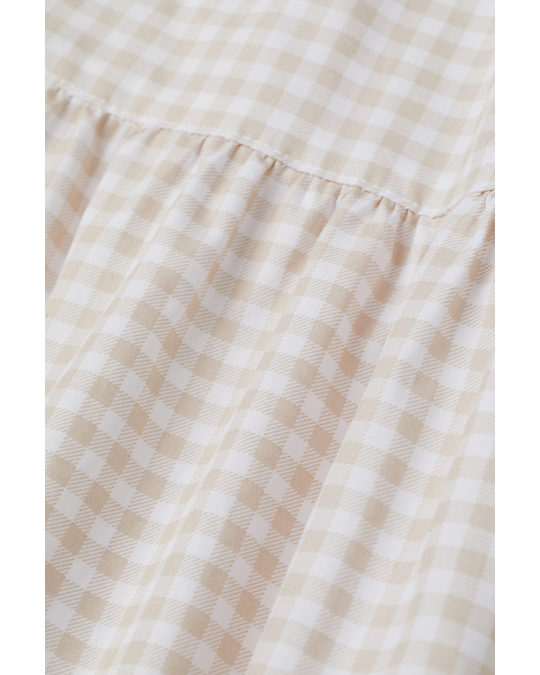 H&M Short Dress Beige/white Checked
