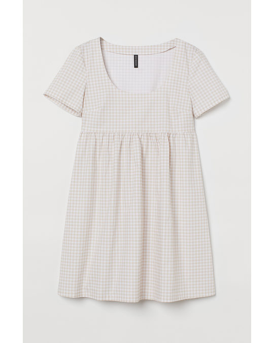 H&M Short Dress Beige/white Checked