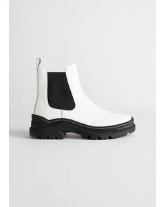 Chunky Platform Leather Chelsea Boots White