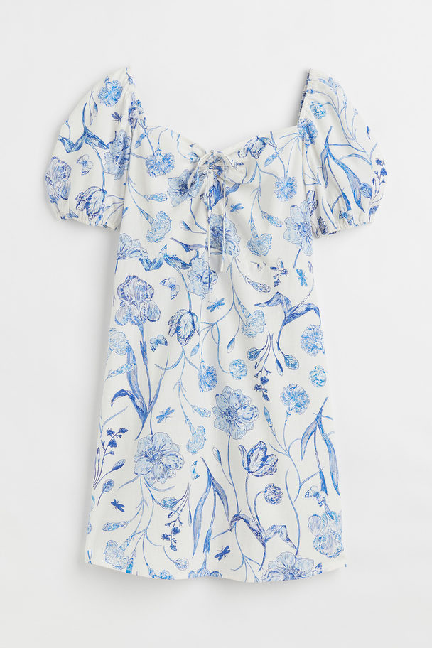 H&M H&m+ Puff-sleeved Dress Cream/floral