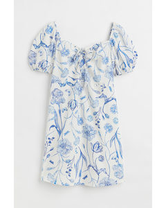 H&m+ Puff-sleeved Dress Cream/floral