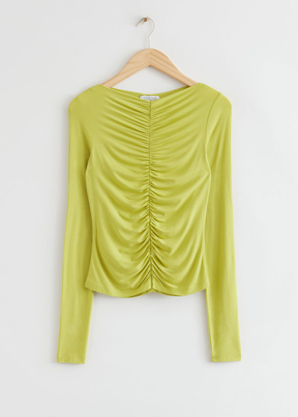 & Other Stories Fitted Ruched Top Bright Green