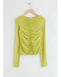 Fitted Ruched Top Bright Green