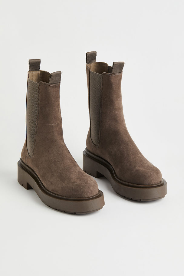 H&M Chelseaboots Dunkelbeige