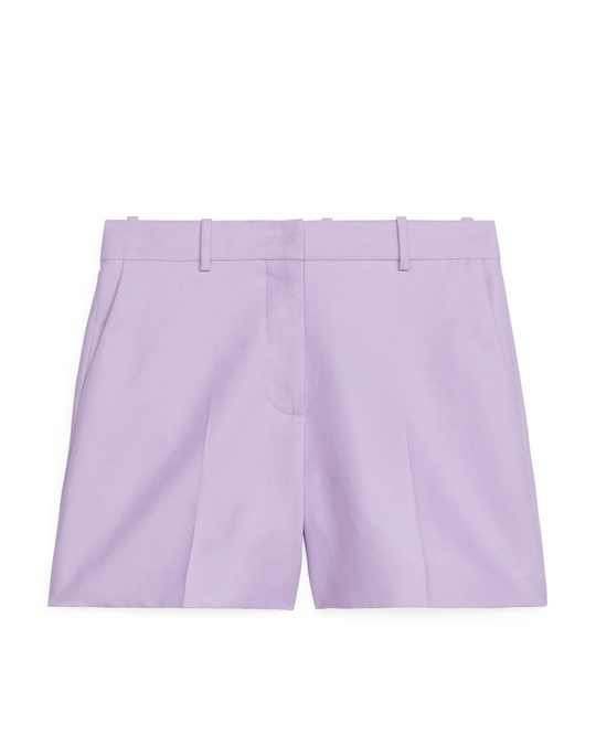 Arket Dressed Cotton-hemp Shorts Lilac