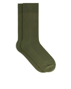 Gerippte Socken aus Supima-Baumwolle Khaki