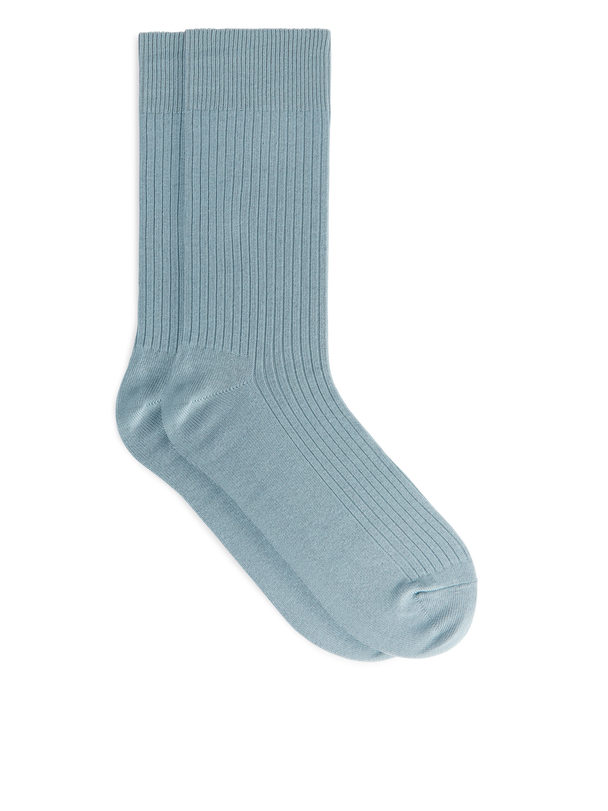 ARKET Supima Cotton Rib Socks Dove Blue