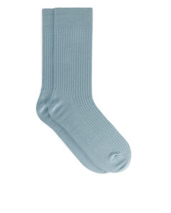 Gerippte Socken aus Supima-Baumwolle Taubenblau