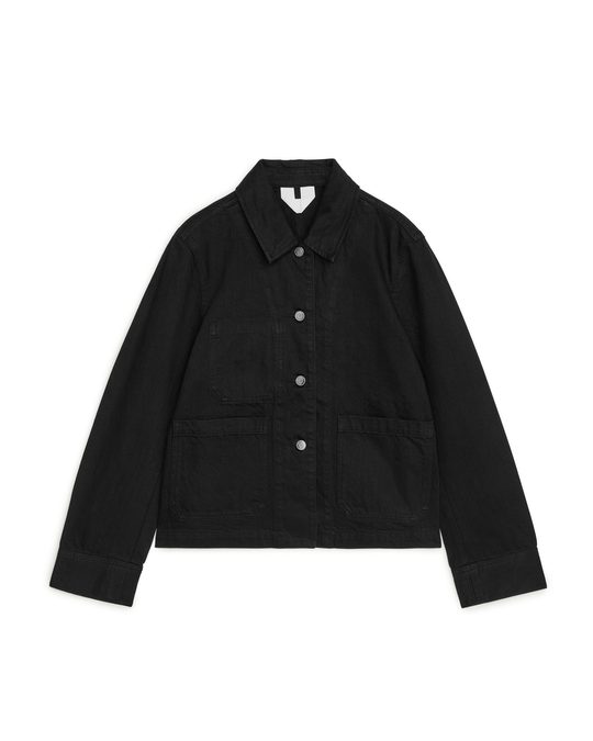 Arket Cotton Twill Workwear Jacket Black