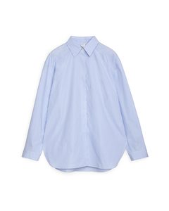 Skjorta I Poplin Med Avslappnad Passform Ljusblå/vit