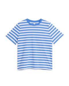 T-Shirt mit Rundhalsausschnitt Blau/Weiß