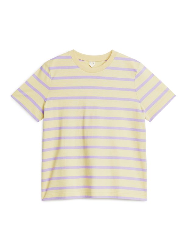 ARKET T-Shirt mit Rundhalsausschnitt lila/gelb