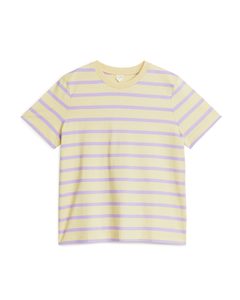 T-Shirt mit Rundhalsausschnitt lila/gelb