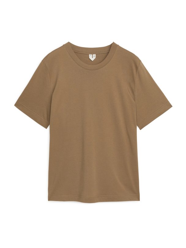 Arket T-Shirt mit Rundhalsausschnitt Dunkelbeige