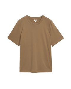 T-Shirt mit Rundhalsausschnitt Dunkelbeige