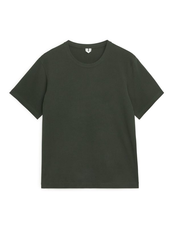 ARKET Zware Kwaliteit T-shirt Donker Bosgroen