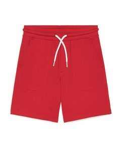 Elastic-waist Shorts Red