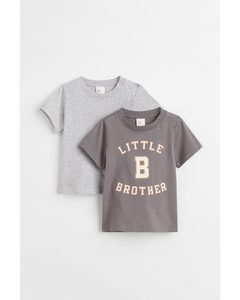 2-pack Jersey T-shirts Grey/little Brother