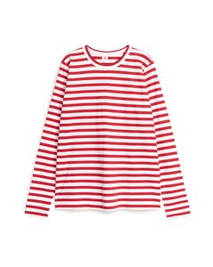 Langarm-T-Shirt Rot/Weiß