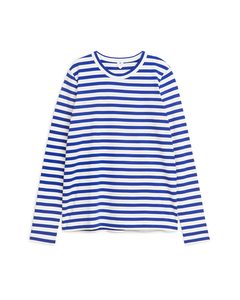 Langarm-T-Shirt Blau/Weiß