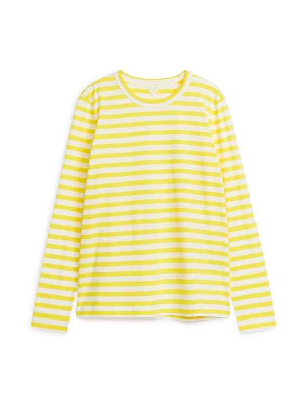 ARKET Langarm-T-Shirt Gelb/Weiß