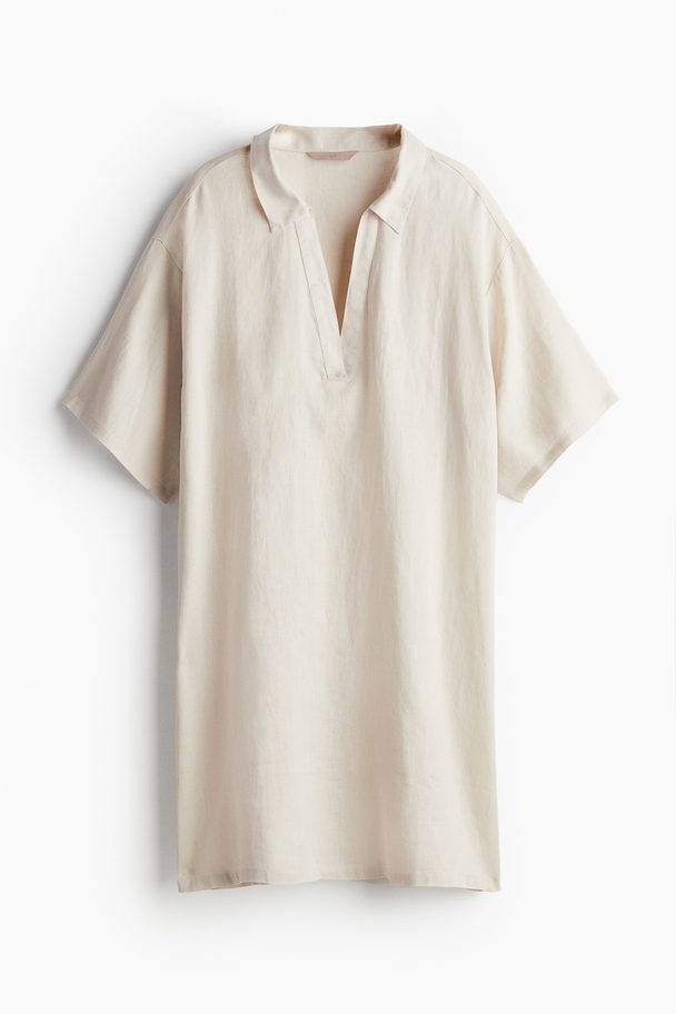 H&M Collared Linen Tunic Light Beige