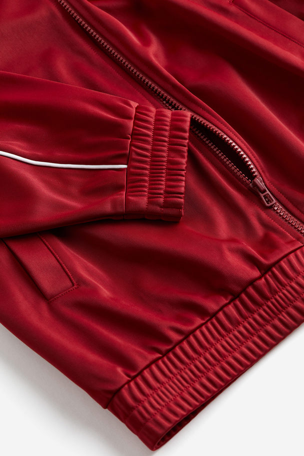 H&M Oversized Track Jacket Dark Red/block-coloured