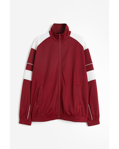 Oversized Track Jacket Dark Red/block-coloured