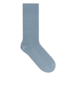 Supima Cotton Rib Socks Dusty Light Blue