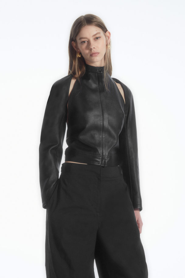 COS Leather Racer Bolero Black