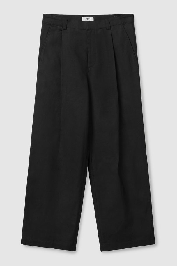 COS Pleated Wide-leg Trousers Black