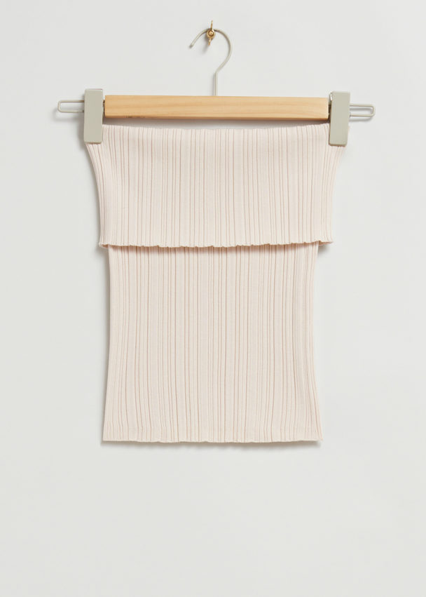 & Other Stories Off-the-shoulder Knitted Tube Top Cream