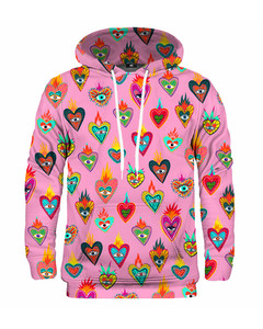 Mr. Gugu & Miss Go Pink Mexican Hearts Unisex Hoodie Exotic Pink