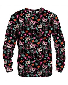 Mr. Gugu & Miss Go Cat Skeleton Unisex Sweater Glam Black