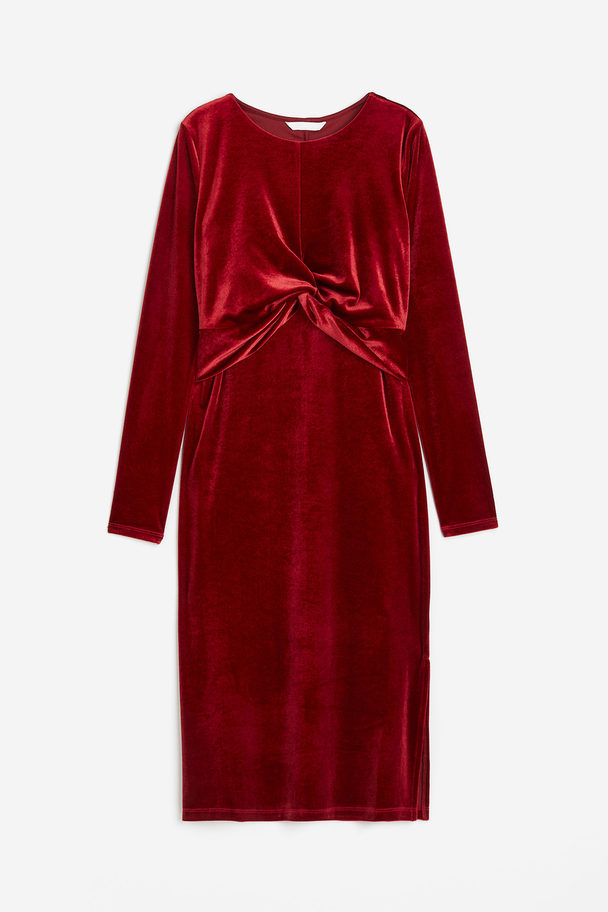 H&M Mama Velours Voedingsjurk Donkerrood