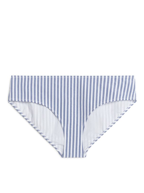 ARKET Bikinihose aus Seersucker Blau/Weiß