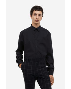 Overhemd Van Popeline - Regular Fit Zwart