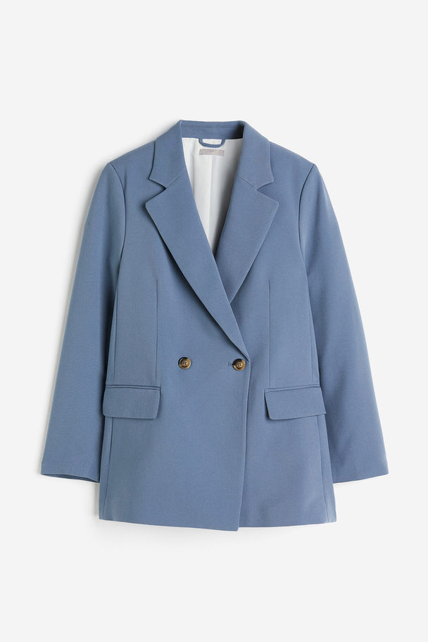 H&M Zweireihiger Blazer in Oversize Mattblau