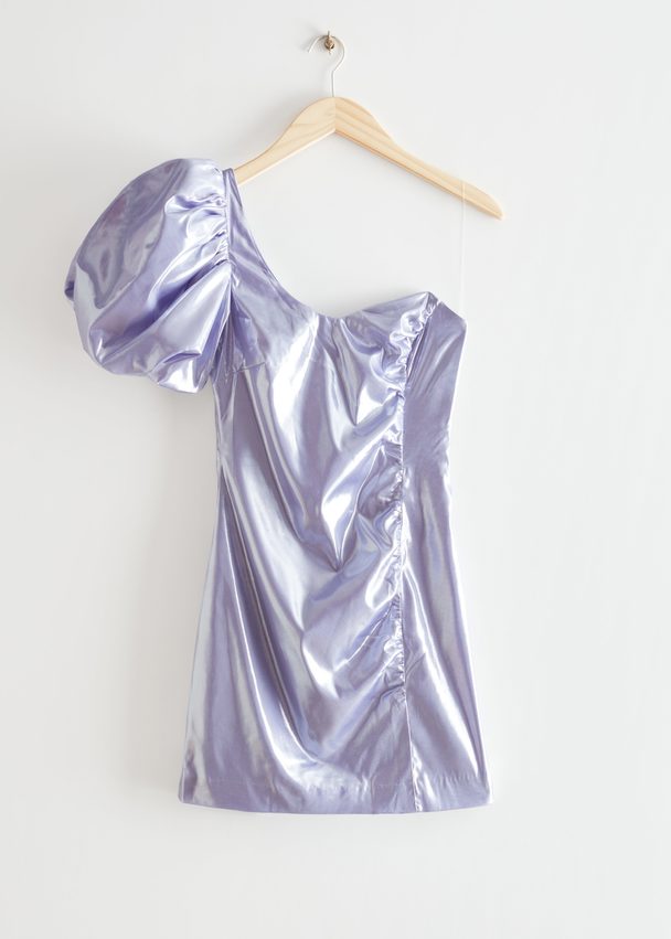 & Other Stories Metallic One-shoulder Mini Dress Lilac