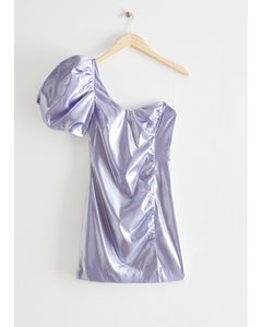 Metallic One-shoulder Mini Dress Lilac