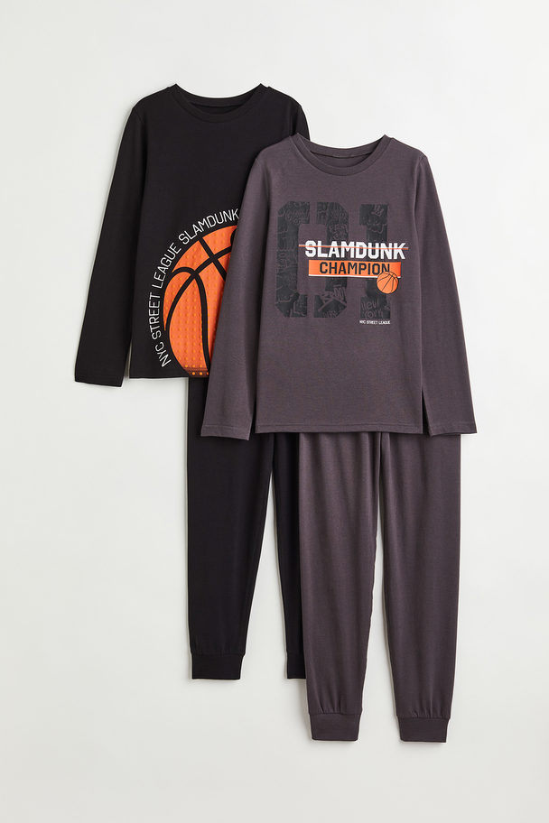 H&M 2-pack Jersey Pyjamas Black/basketball