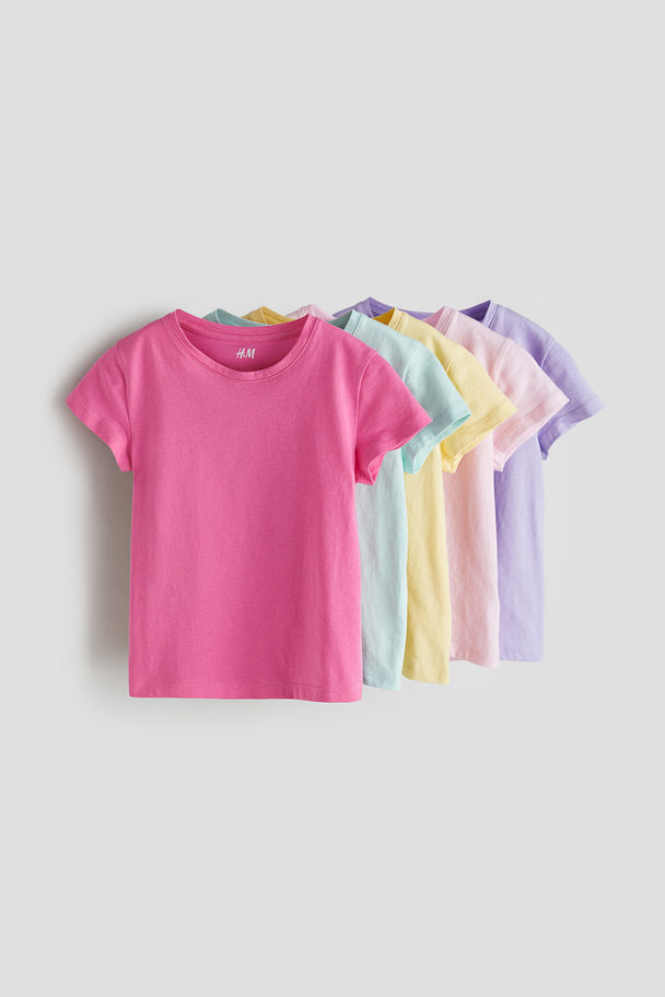 H&M 5-pack T-shirt I Bomull Rosa/turkos