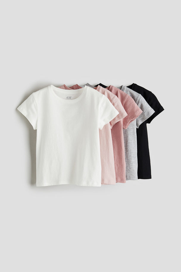 H&M 5-pack Cotton T-shirts Light Pink/dusty Pink