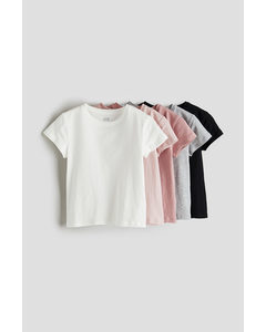 5-pack Cotton T-shirts Light Pink/dusty Pink