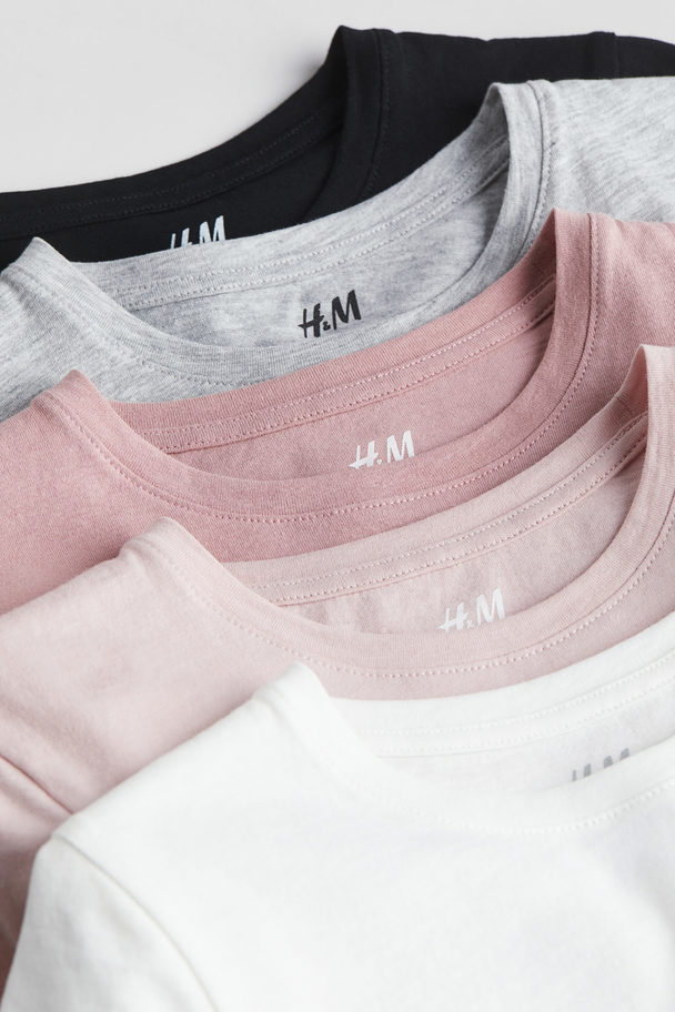 H&M 5-pack Cotton T-shirts Light Pink/dusty Pink
