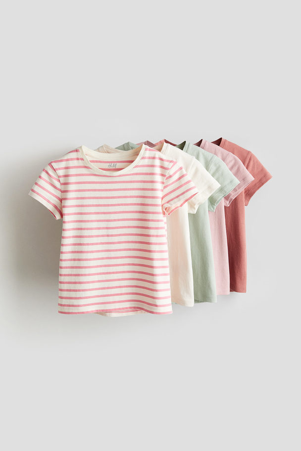 H&M 5-pack T-shirt I Bomull Rosa/stripet