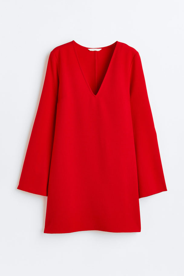 H&M Kleid mit V-Ausschnitt Rot